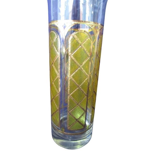 Mid Century Cocktail Martini Drinks Pitcher Set Stained Glass Yellow Gold EUC - Picture 6 of 16